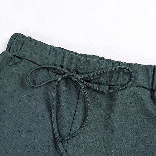 Dreamyth-Winter 2Pcs Women Solid Tracksuit Sweatshirt Regular Sleeve Long Pants Sport Lounge Wear Suit Sets (Army Green, S:Bust:98cm/38.6'')