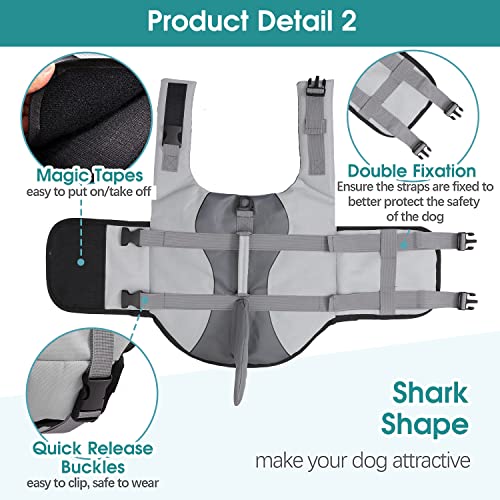 Dog Life Jacket, Ripstop Pet Safety Floatation Life Vest With Rescue