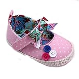 ELee Baby Girls Summer Bow Knot Soft Flower Sole Velcro Straps Non Slip Crib Shoes First Walkers (13-18 Months, Pink)