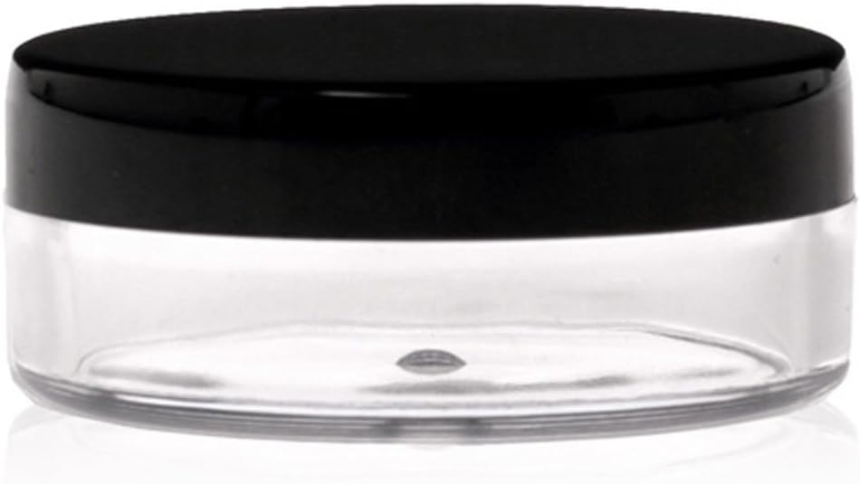 5x 20mL EMPTY PLASTIC JARS POTS with BLACK SCREW LIDS For Cosmetics/Powder/Mineral Make Up/Blusher/Foundation