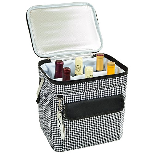 Picnic at Ascot 6 Bottle Insulated Wine Tote- Collapsible Multi Purpose Cooler - Houndstooth - Thumbnail 2