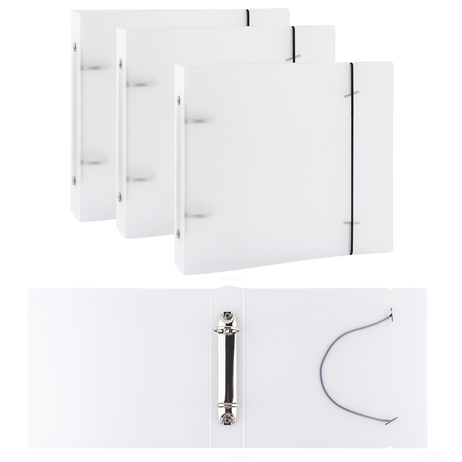 OTCRAFT 3Pcs 7.8"x 6.8" Clear Stamps Storage Embossing Folder Cookie Stencil Storage Binder Cover fit Storage Pockets,Cardstock, The Distance Between The Storage Folder Organizer 2 Holes is 3 inches