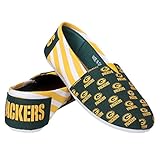 Green Bay Packers Women's NFL Slip On Canvas Stripe Shoe Slippers