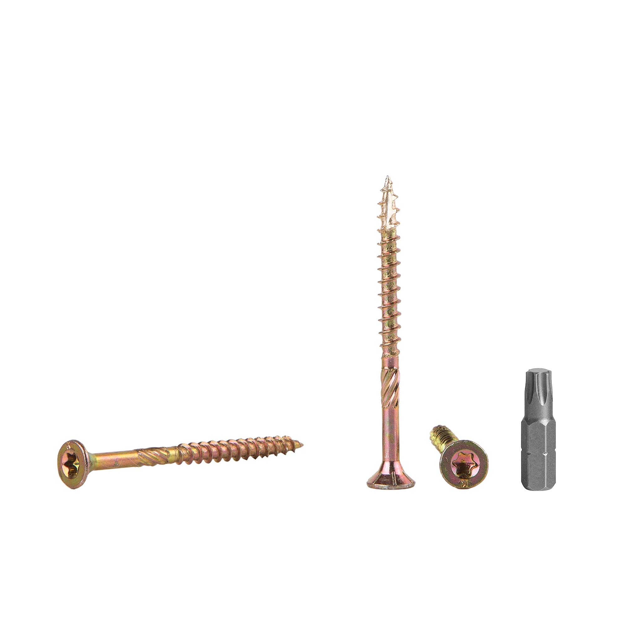 (Pack of 200 pcs) Yellow Zinc Plated Steel 6.0 x 60 mm Wood Screws, Torx Head, Type 17, Countersunk Head, Chipboard Screws (200, 6.0 x 60 mm)