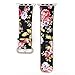 Flower Design Strap for Apple Watch,Soft PU Leather Floral Printed Style Watch Band 38mm 42mm Strap Wrist Band for iWatch Smart Fitness Watch Series 3 2 1 Version (Black+ Pink 38mm)