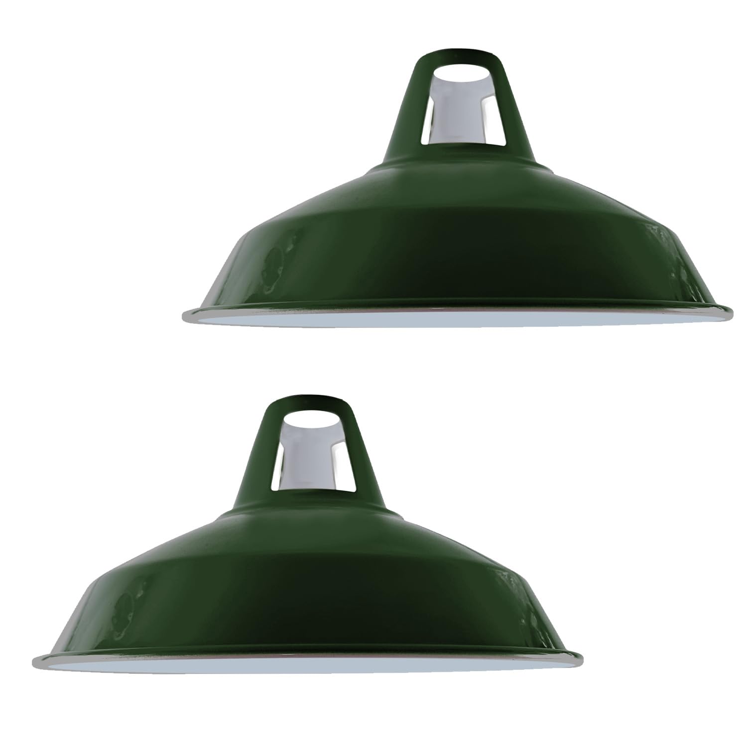Retro Modern Metal Lamp Shades Green Ceiling Light Shades, Easy Fit Lampshades, for Vintage Industrial Pendant Lights Bedroom, Kitchen, Bathroom Antique Shade (2 Pack)