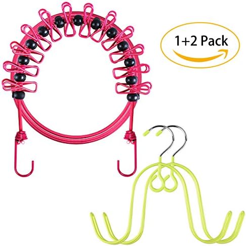 Portable Windproof locate Travel Adjustable Retractable Clothesline , With include12 Pcs Clips for Outdoor and Indoor Use and positioning clips+2 pcs Multi-functional Anti-skid Drying Shoes Rack