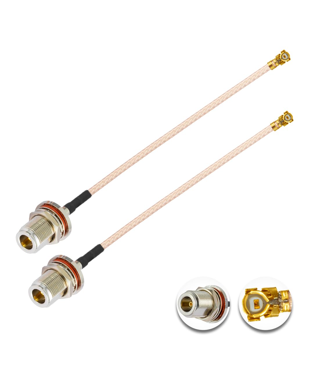 Vecys 2PCS U.F.L1 to N Type Female Low Loss Coaxial Cable 4" /10CM U.F.L1 RG178 Coaxial Pigtail Cable for Wireless Routers Mini PCIE Network Cards PCI Wi-Fi WAN Repeater