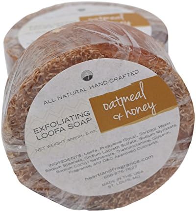 Handmade Exfoliating Loofah Bar Glycerin Soap (5 Oz Each) in Gift Box (Oatmeal and Honey (3 pk))