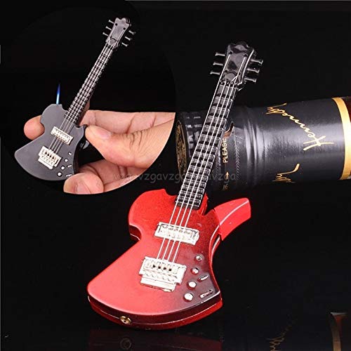 Cigaret - Mini Creative Butane Lighter Cute Guitar Model Windproof Fire Starter Keychain Ring Collection - Mouth Mazda Disposer Smokeless Windproof Shape Camp Adapter Ring Splitter Charger R