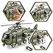 JOYIN 2 in 1 Friction Powered Military Vehicle Truck Car Set Including Humvee, Helicopter and Army Men Action Figures with Lights and Sounds / Sirens
