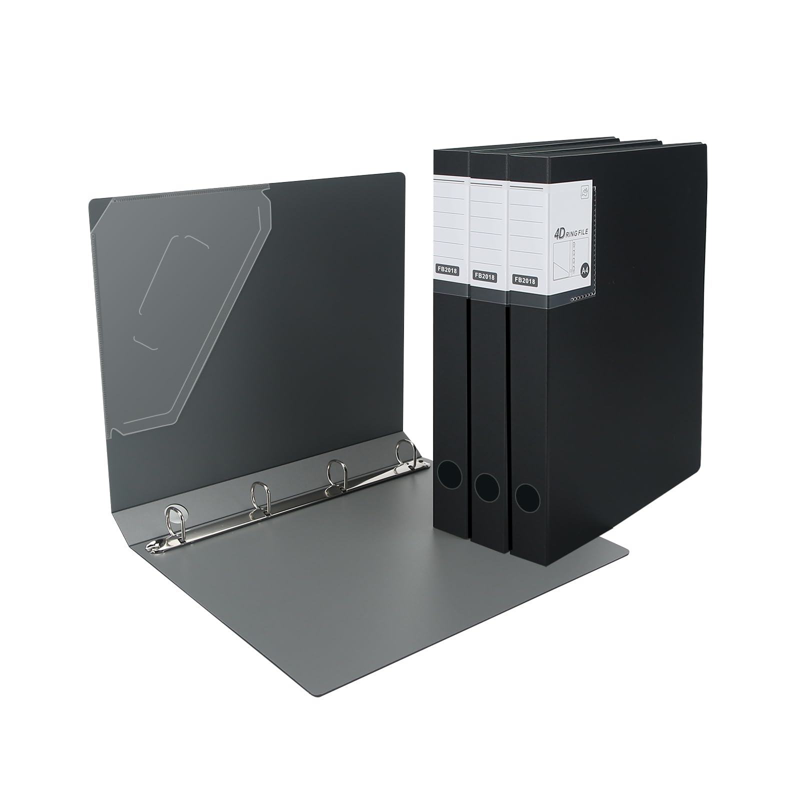 URbantin Ring Binder A4,4 Pack A4 Ring Binders 4 Ring,4D-Rings, 35 mm Spine,Black