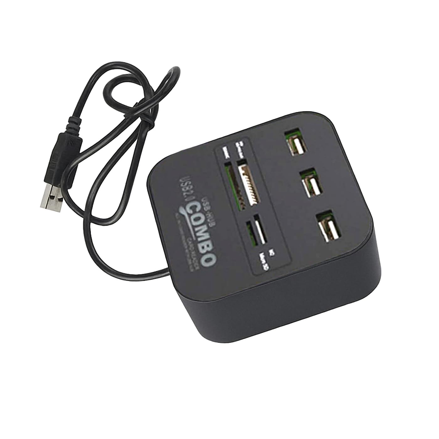 H31CS USB 2.0 Hub 3 Port + Card Reader (SD, microSD) 4X Card Slot (M2, MS PRO Duo, Micro SD and SD Memory Cards), 3X USB 2.0 Socket for Windows/MAC OS/Linux, Suitable for Laptop PC