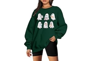 Halloween Sweater Women Ghost Reading Books Sequin Pumpkin Sweatshirt Spooky Shirt Crewneck Pullover Tops