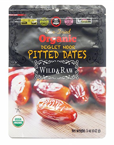 Wild & Raw Sun Dried Organic Deglet Noor Pitted Dates 5 Oz (1 Pack)