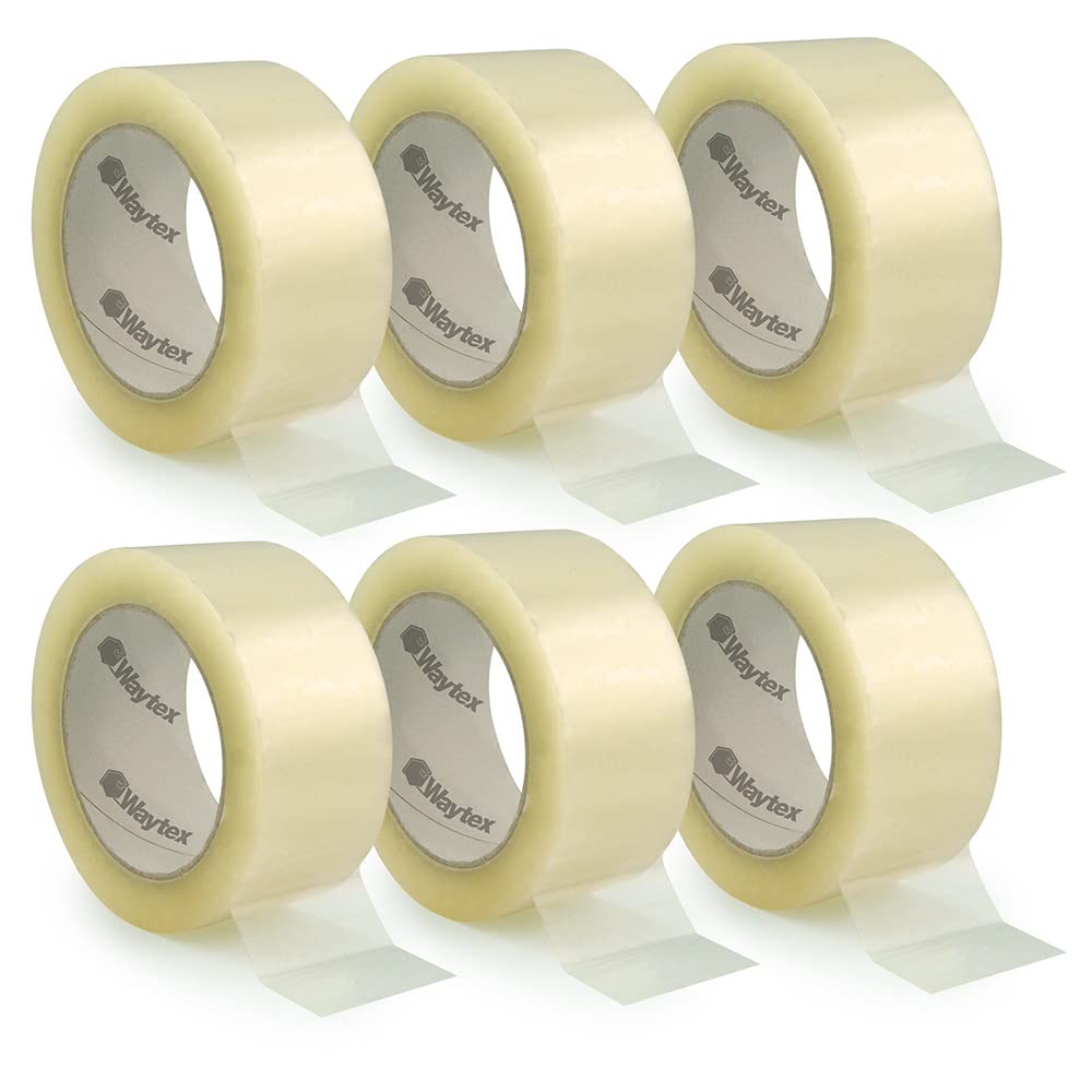 Waytex 930709 Transparent Silent Packaging Tape Polypropylene Thickness 28 Microns Width 50 mm Length 66 m Pack of 6 Rolls
