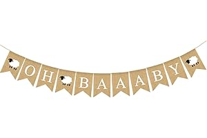 Marina's Day Lamb Baby Shower Banner, Oh Baby Burlap Banner, Little Lamb Decor, Oh Baaaby Bunting, 17x13cm / 6.7'x5.2'