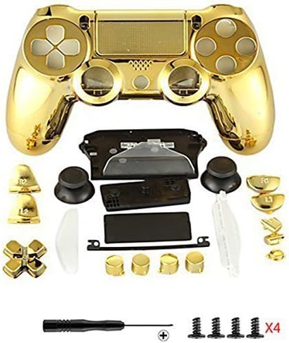 Canamite Replacement Parts Full PS4 Controller Housing Shell Protective Case Cover Button Kit for PlayStation 4 DUALSHOCK 4 Controller (glod colour)
