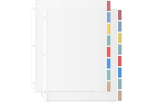 HABGP Binder Dividers with Tabs, 8 Tab Sheet Protectors for 3 Ring Binder, Clear Dividers for 3 Ring Binder Page Protectors, Notebook Binder Sleeves with Pockets, 2 Set (16 Pcs)