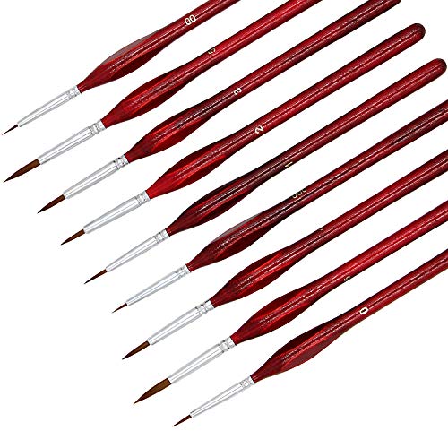 9 Pieces Fine Detail Paint Brush Miniature Painting Brushes Kit Micro