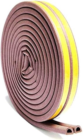 Merriway BH03409 (2 Pcs) StormSeal Door & Window D-Profile Draught Excluder, Self Adhesive EPDM Rubber Weatherstrip