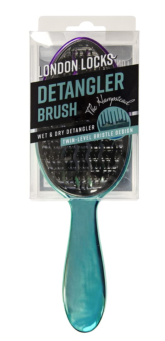 London Locks Hampstead Long Handled Detangle hair Brush Glossy and glamorous. Use this brush on long or short hair, as well as an afro or a weave., pink and Green