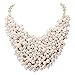 Jane Stone White Beads Cluster Bib Necklace Fashion Statement Chunky Jewelry(Fn1042)