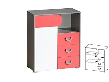 Kommode Sideboard Futuro Kinderzimmer Mobel Farbauswahl Weiss Graphite Himbeere Amazon De Kuche Haushalt