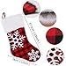 AerWo 2pcs Buffalo Plaid Christmas Stockings, Red and Black Buffalo Check Christmas Stocking, Triple Layers Christmas Snowflake Stockings with Faux Fur Cuff, 18 inch