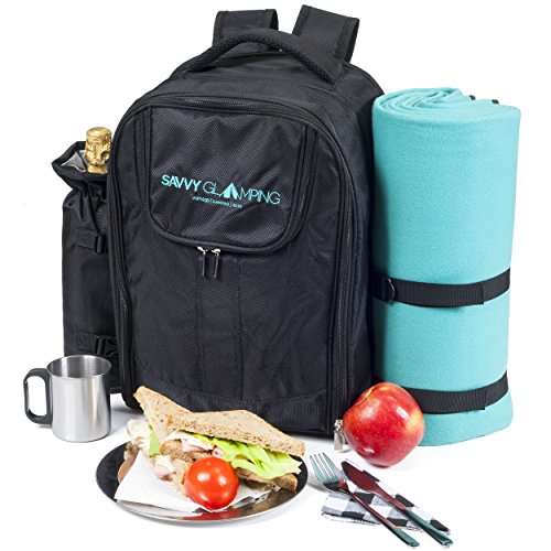 Picnic Backpack for 4 Premium AllinOne Set w/ Stainless Steel