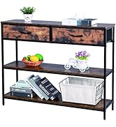 Kamiler Industrial Console Table with 2 Drawers, Narrow Sofa Tables with Storage Shelves, Long Ac...