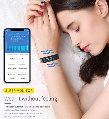 Aitbay Fitness Tracker Heart Rate, IP68 Waterproof Activity Tracker with Sleep and Blood Pressure Monitor, USB Charging Smart Band Pedometer Calorie Counter for Men Women and Kids(Black) - Thumbnail 3