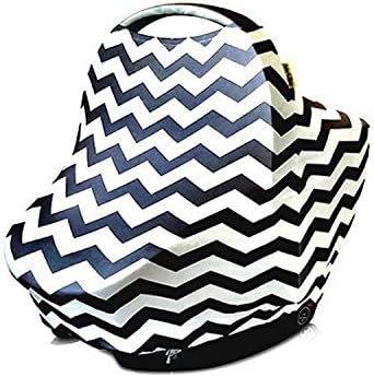 Multi-Use Nursing, Breastfeeding Cover Baby Car Seat Canopy Cover Unique Baby Gift for Girls &amp; Boys (Black)