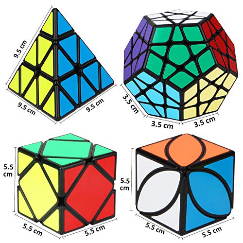 Speed Cube Bundle, Aitbay Magic Cube Set Megaminx Pyramid Skewb Ivy Sticker Speedcubing Smooth Puzzle Collection Toys (4 Pack)