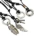Jstyle 4 Pcs Leather Necklace for Men Women Pendant Vintage Wing Feather Chain Adjustable