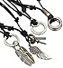 Jstyle 4 Pcs Leather Necklace for Men Women Pendant Vintage Wing Feather...