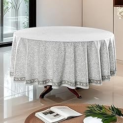 Ridhi Taupe Jal 100% Cotton Round 90 Tablecloth