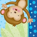 Boy Monkey Baby Shower Cocktail Napkins, 16ct