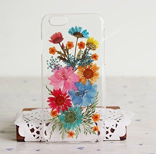 Rebbygena Flower iPhone X Case Beautiful Purple Petal Floral Case for iPhone X Real Pressed Sunflower iPhone Case for Girls Women
