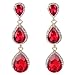 EleQueen Women's Gold-tone Austrian Crystal Teardrop Pear Shape 2.5 Inch Long Dangle Earrings Ruby Color