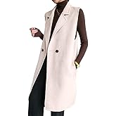 IDEALSANXUN Womens Long Wool Vest Fall Winter Sleeveless Blazer Jackets Wool Coat