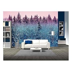 Fir Forest in Early Morning - Removable Wall Mural | Self-Adhesive Large Wallpaper - 66x96 inches