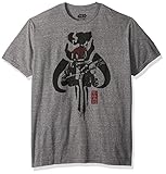 Star Wars Men's Boba Fett Emblem and Blaster Ink Splatter Design T-Shirt, Light Grey Heather, Medium