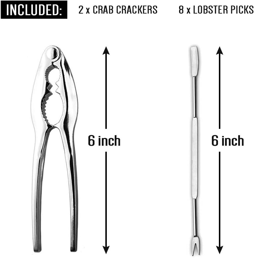 HIWARE Lobster Crackers and Picks Set, 10-Piece Crab Leg Cracker Tools - Stainless Steel Seafood Crackers & Forks Nut Cracker Set - Dishwasher Safe: Home & Kitchen