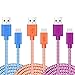 OKRAY 3 Pack 6ft/2m High Speed Micro USB 2.0 Data Cable Round Nylon Braided Charging Cord Charger Cable For Android, Samsung S7 S6 Edge S4 S3 S2, Note 4 2, HTC, Nexus, LG, Nokia(Blue Orange Purple)