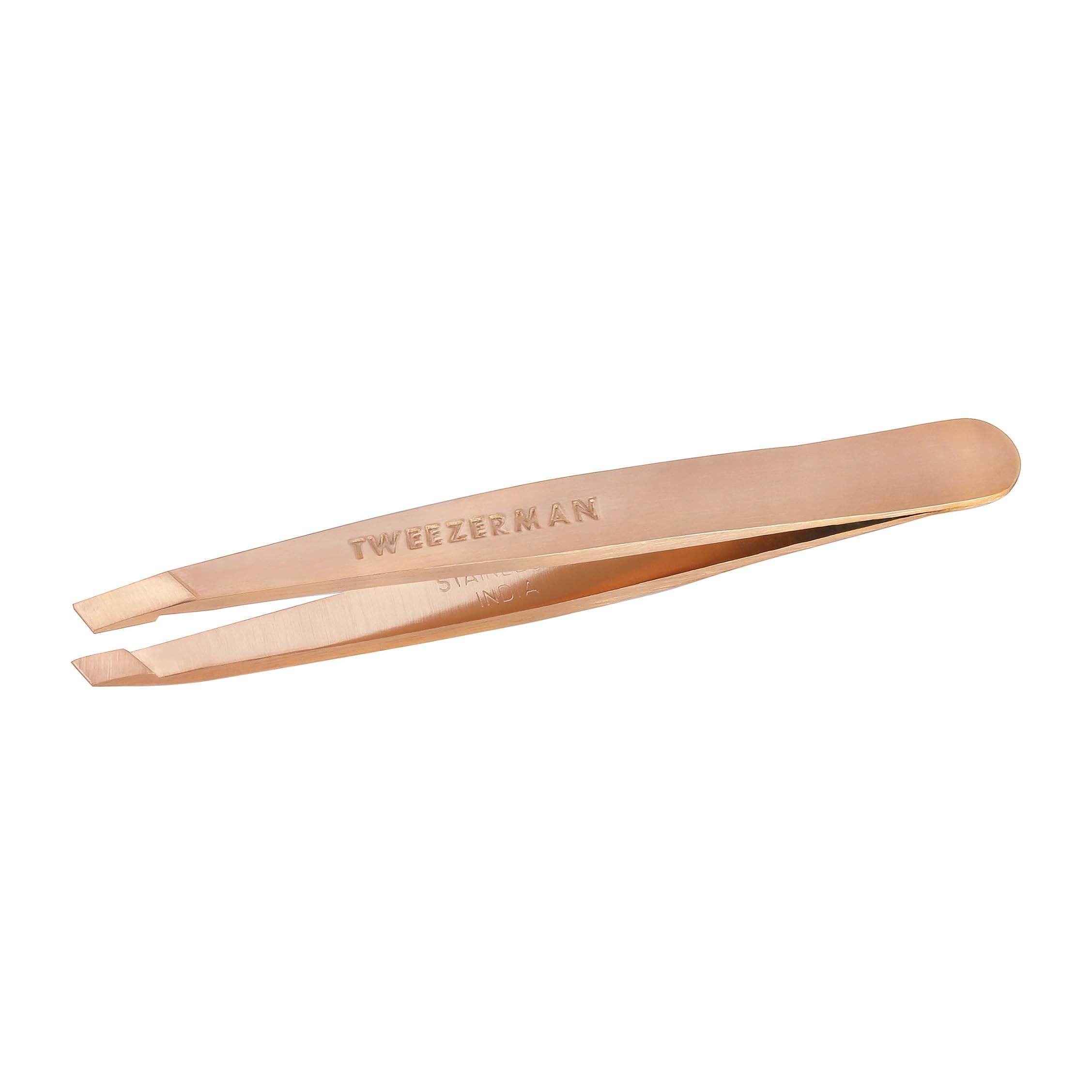 Tweezerman Stainless Steel Mini Slant Tweezer, (Rose Gold)