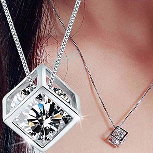 Fashion Women's 925 Sterling Silver Chain Crystal Rhinestone Pendant Necklace