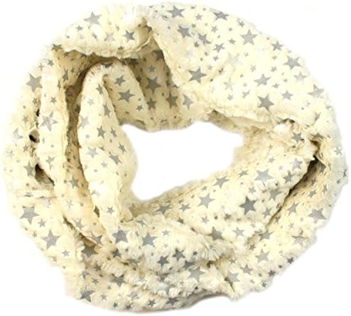 Apparelism Women's Warm Winter Soft Faux Fur Loop Infinity Neck Warmer Scarf (C.Silver Star-Ivory)