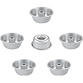FORBAKE 4" Non-Stick Angel Food Pan Set, 6Pcs Aluminum Fluted Pans for Baking, Rustless Durable Stackable Chiffon Cake Tube Mold, Oven Dishwasher Refrigerator Safe, Silver - Bake Like a Pro!