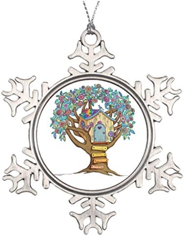 Hipporal Tree Branch Decoration Selling Cute whimsical illustrated treehouse on a Snowman Christmas Decorations